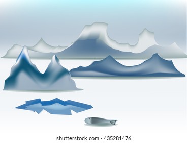 North Pole landscape vector.