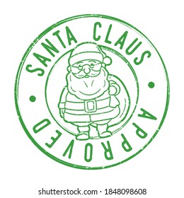 North Pole Mail Santa Claus Vector Stamp Round Design illustration Silhouette.