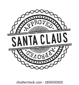 North Pole Mail Santa Claus Vector Approved Stamp Round Design illustration Silhouette.