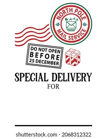 North Pole Mail Service, Special Delivery Santa Sack Design | Weihnachtstasche-Design | Weihnachtsbeutel für Sonderlieferung