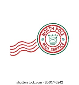 North Pole Mail Service Stamp Design, Grunge rubber stamp on white background, vector illustration Design, Christmas Stamp