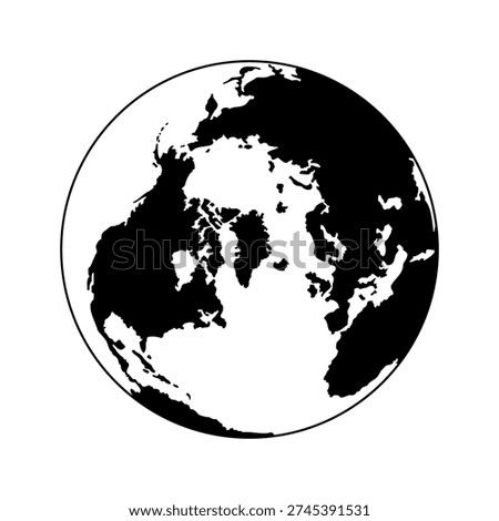 North Pole map in gray tones. Vector map earth globe world map