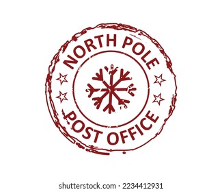 North Pole post office grunge rubber stamp design with white background