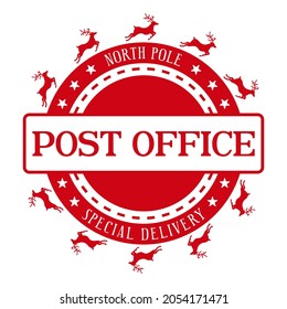 Oficina de correos del polo norte - Diseño de sellos de vacaciones. Elemento de diseño decorativo navideño para regalos hechos a mano. Ilustración vectorial sobre fondo blanco.