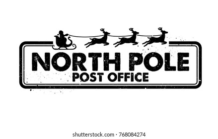 North Pole Post Office rubber stamp vector