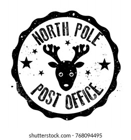 North Pole Post Office rubber stamp vector