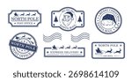 North Pole post office stamp set. Santa Claus