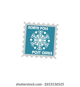 North pole post office stamp icon isolated on white background