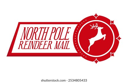 North pole reindeer mail. Christmas design. Holiday template for Xmas handmade gifts. Vector illustration