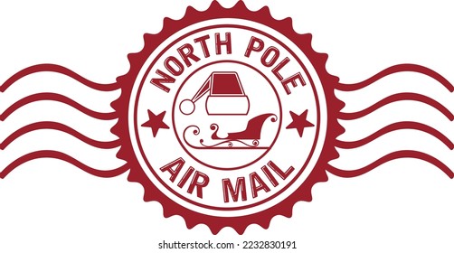 North pole round post stamp vector eps