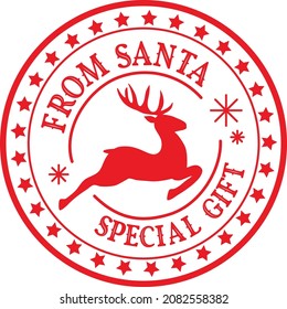 North Pole Santa Airmail Stamp Vektor. Silhouette Round Design Illustration.