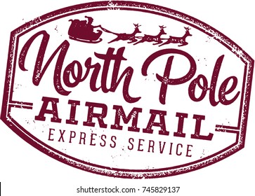 North Pole Santa Airmail Stamp