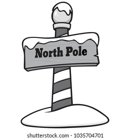 North Pole Sign Illustration - A vector cartoon illustration of a North Pole Sign concept.