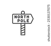 North Pole Sign line icon. linear style sign for mobile concept and web design. A signpost pointing to the North Pole outline vector icon. Symbol, logo illustration. Vector graphics