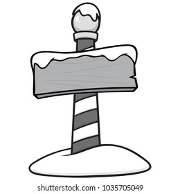 North Pole Sign Post Illustration - A vector cartoon illustration of a North Pole Sign Post concept.