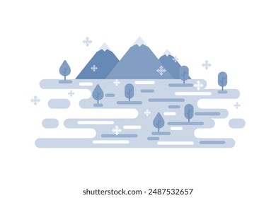 north pole or snow mountain flat design illustration
