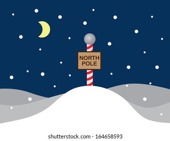 North pole snow scene with sign 