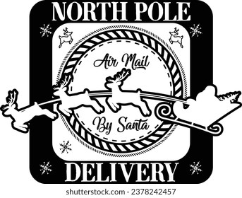 North Pole -Vintage Christmas Sign Design With vector