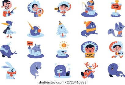 Nordpol und Winterillustrationen. Perfektes modernes Piktogramm auf editierbarem Strich.