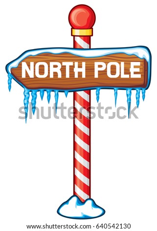 North Pole Wooden Sign Vector Illustration Stock Vector (Royalty Free ...