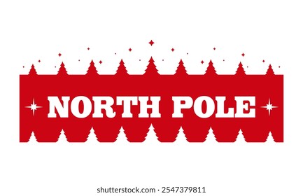 North pole.Christmas stamp design. Holiday template for Xmas handmade gifts. Vector illustration