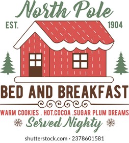 North Pole-Vintage Christmas Signs T-shirt Design with vector