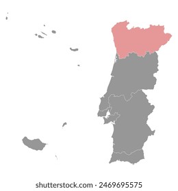 North Region map, administrative division of Portugal. Vector illustration.