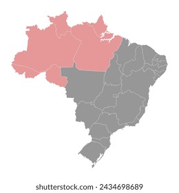 Karte der Region Nord, Brasilien. In: Vector Illustration.