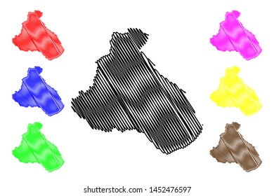 North Region (Regions of Cameroon, Republic of Cameroon) map vector illustration, scribble sketch North map