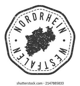 North Rhine Westphalia, Germany Map Stamp Retro Postmark. Silhouette Postal Passport. Seal Round Vector Icon. Badge Vintage Postage Design.