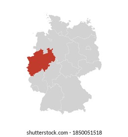 North Rhine Westphalia Highlighted on Germany Map Eps 10