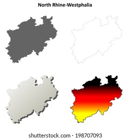 North Rhine-Westphalia blank outline map set - vector version