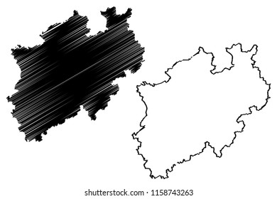 North Rhine-Westphalia (Federal Republic of Germany, State of Germany, NRW) map vector illustration, scribble sketch North Rhine-Westphalia map