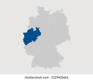 North Rhine-Westphalia Highlighted on Germany Map Eps 10