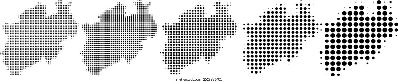 Meio-tom Mapa de Renânia do Norte-Vestefália em diferentes tamanhos.eps
