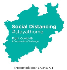 North Rhine-Westphalia map with Social Distancing stayathome tag