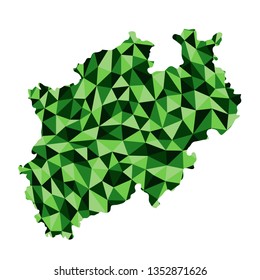 North Rhine-Westphalia region of Germany polygonal map background low poly style 5 green colors vector illustration eps

