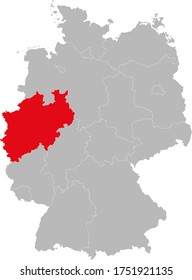 North Rhine-Westphalia state isolated on Germany map. Business concepts and backgrounds.