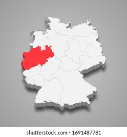 North Rhine-Westphalia state location within Germany 3d map