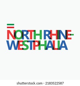 North Rhine-Westphalia vector RGB overlapping letters typography with flag. German state logotype decoration.