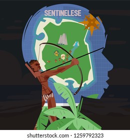 north sentinel island map in sentinelese face shilluate. missing people concept - vector illustration