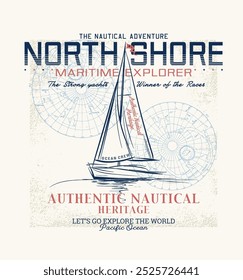 The North Shore Maritime Explorer is an authentic nautical heritage brand that celebrates the strongest sailboat ever built, the Yankee clipper ship Daisy. This image showcases a poster of the Daisy c