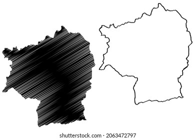 North Sikkim District (Sikkim State, Republic Of India) Map Vector Illustration, Scribble Sketch North Sikkim Map