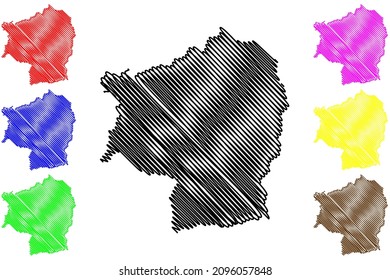 North Sikkim District (Sikkim State, Republic Of India) Map Vector Illustration, Scribble Sketch North Sikkim Map