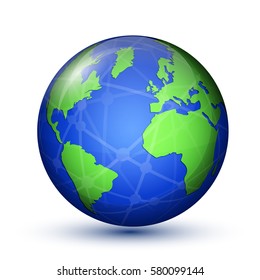 North and South America, Africa and Europe. World Map. Vector illustration