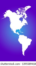 North and South America colorful vector map silhouette