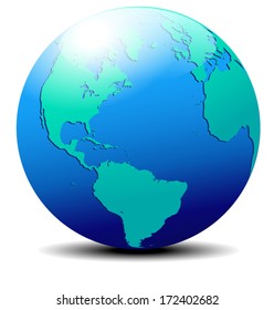 North, South America, Europe, Africa Globe World - The base map is from NASA and traced by hand using the pen tool and a tablet pen for maximum detail