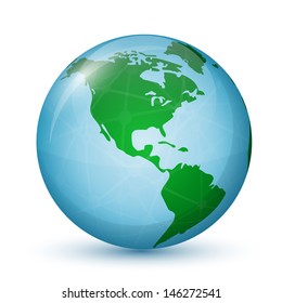 North And South America. Globe Map. Global Communication Concept. Vector Illustration