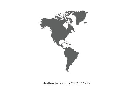 Norte y Sudamérica aislados sobre fondo blanco. para diseños de Sitio web, informes, infografías anuales, mundo, viajes por el mundo, fondo de silueta de mapa.