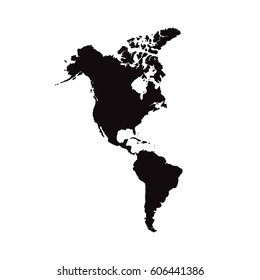North and South America. Mainland America. Modern Map - America with all countries complete